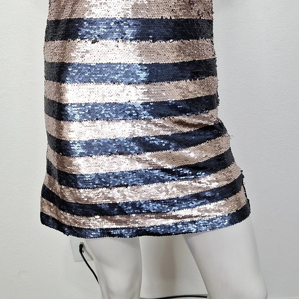 GAP Kids Sequin Navy & Rose Gold Striped Party Dress Size XL